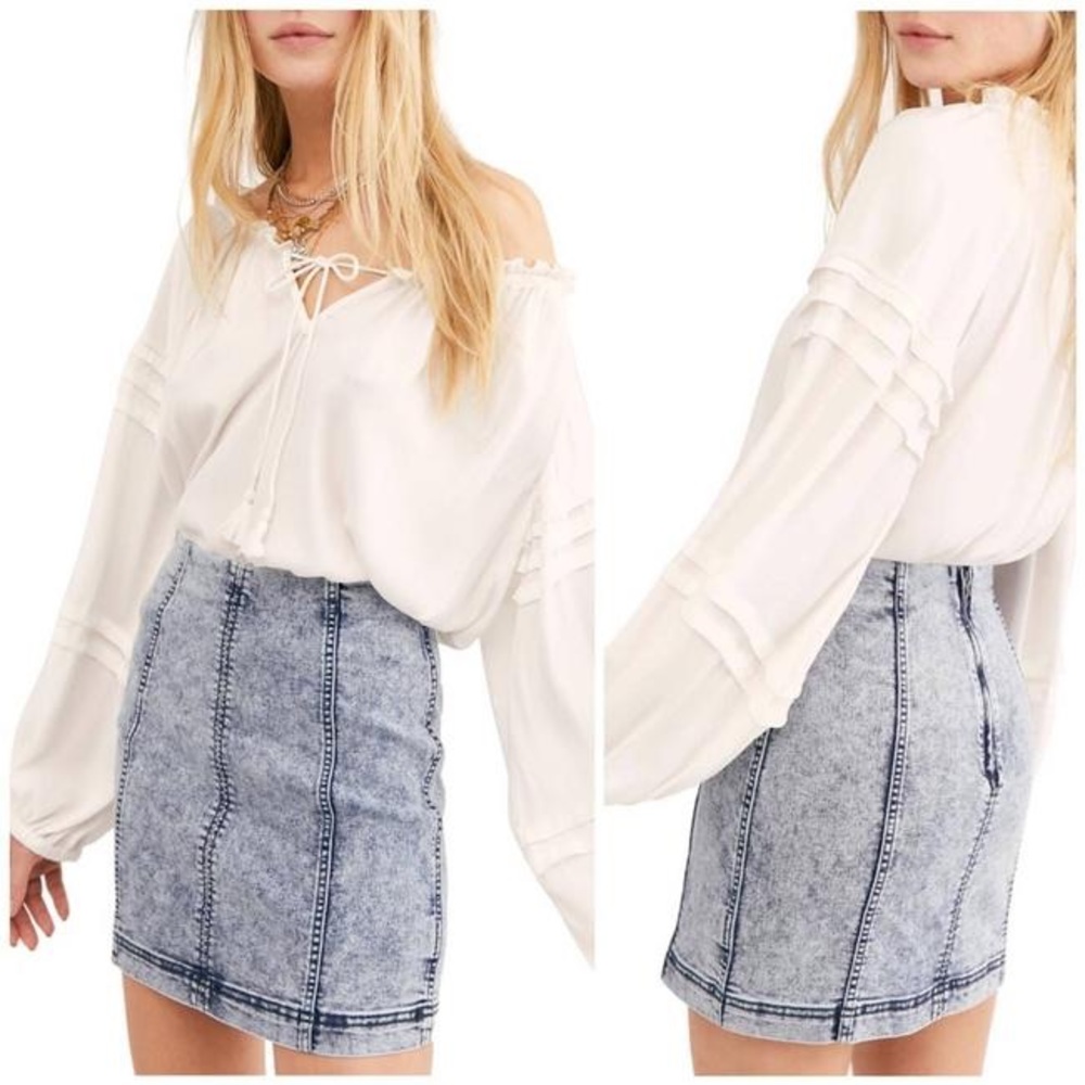 Free People - Modern Femme Acid Wash Denim Mini, size 2